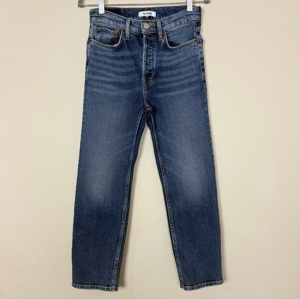 RE/DONE Stove Pipe Jeans in Retro Stone‎ Wash Straight Cropped - Picture 2 of 13
